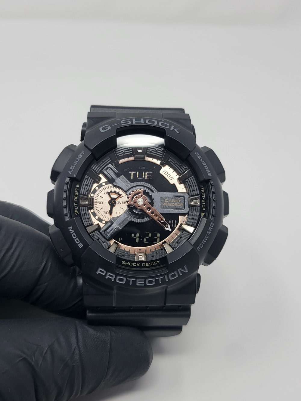 Casio G-Shock Black Watch with Rose Gold Accents